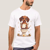 Dachshund Fofo Antigo no Banheiro de Desenho Anima