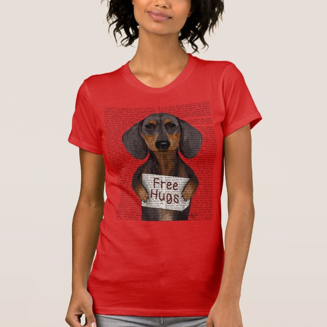 Camiseta Dachshund Free Hugs (Frente)