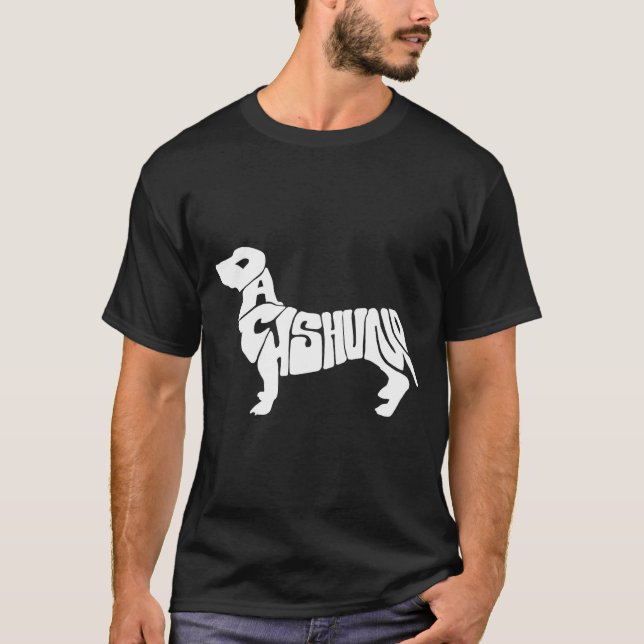 Camiseta Dachshund Funny Text Dog Tygraphy T Shirt  (Frente)