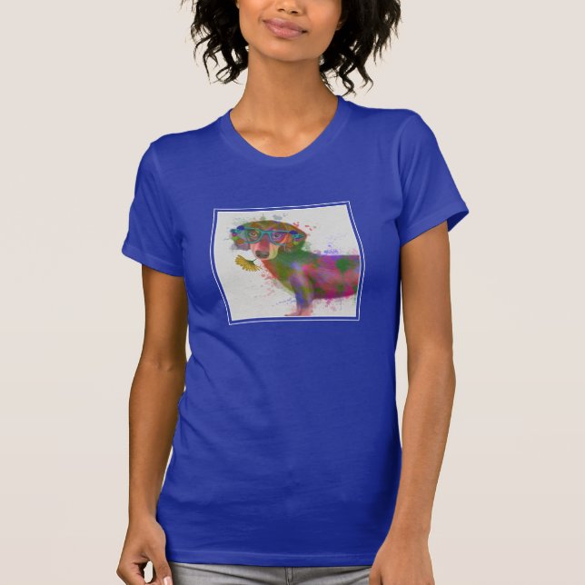 Camiseta Dachshund & Glass Rainbow Splash (Frente)