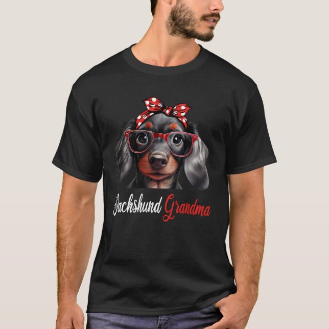 Camiseta Dachshund Grandma Headband Glasses (Frente)