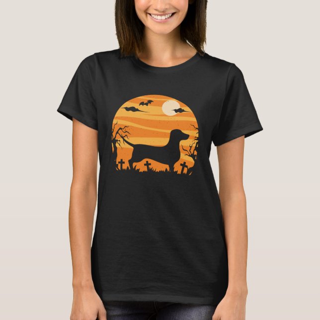 Camiseta Dachshund Halloween Costume Mom Dad (Frente)