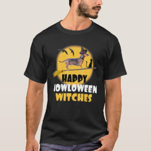 Camiseta Dachshund Halloween Rides Shotgun Dog Pun Voando W