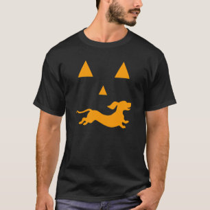 Camiseta Dachshund Halloween Rosto Assustador Cachorro Clás