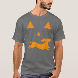 Camiseta Dachshund Halloween Spooky Face Engraçado Cachorro