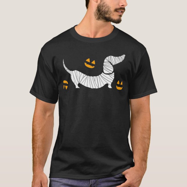 Camiseta Dachshund Halloweenie Mummy Jack (Frente)