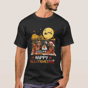 Camiseta Dachshund Happy Hallothanksmas Halloween Graças