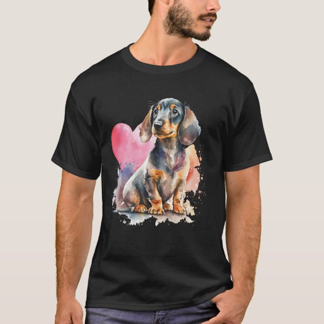 Camiseta Dachshund Heart  Dog Trainer Pet Owner Breeder Ani (Frente)