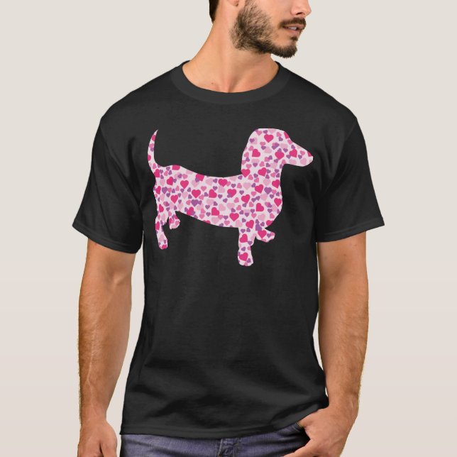 Camiseta Dachshund Hearts (Frente)
