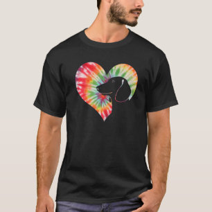 Camiseta Dachshund I Heart Tie Dye Hippies