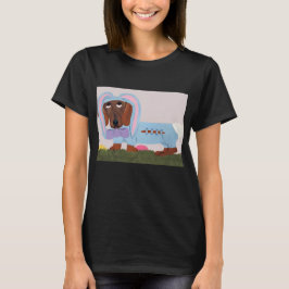 Camiseta Dachshund in bunny costume