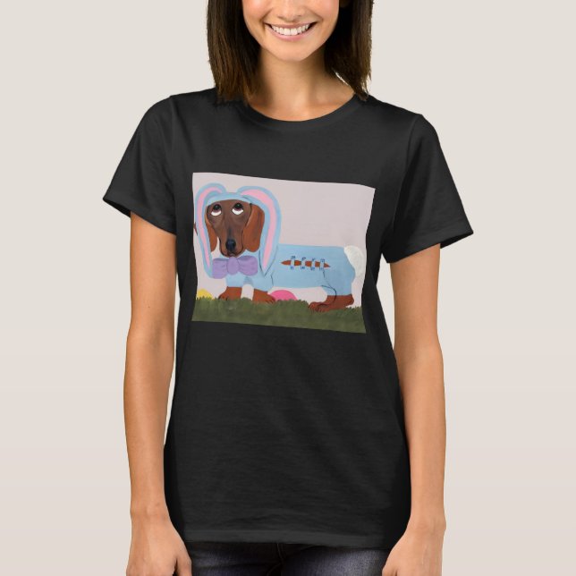 Camiseta Dachshund in bunny costume (Frente)
