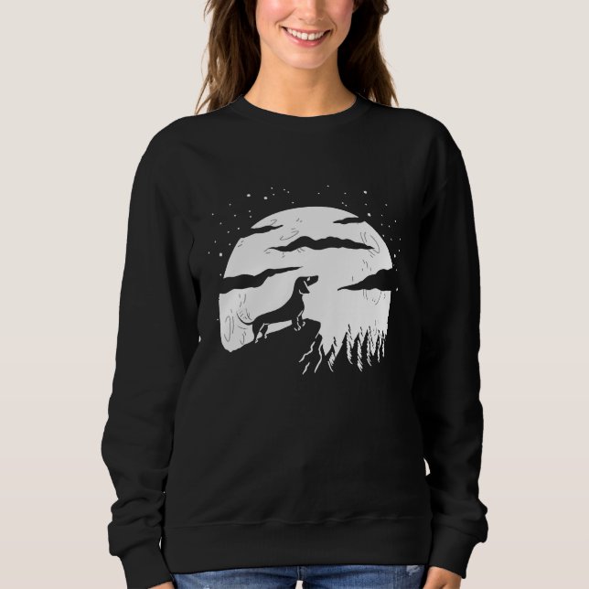 Camiseta Dachshund Looking At The Moon (Frente)