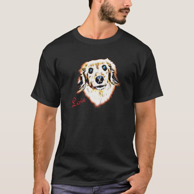 Camiseta Dachshund Love Long Haired Wiener Cachorro Cachorr (Frente)