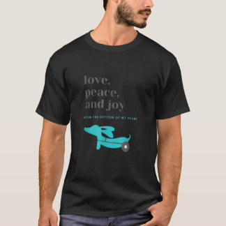 Camiseta Dachshund Mãe Pai Cachorro Natal Amor Paz e Alegri