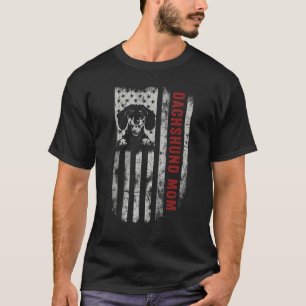 Camiseta Dachshund Mãe Vintage American Flag Wein Patriótic