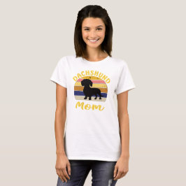 Camiseta Dachshund Mãe Vintage Sunset: Cabelo Suave