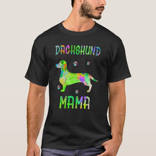 Camiseta Dachshund Mama Cachorro Colorido Mãe (Frente)