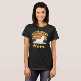 Camiseta Dachshund Mamãe Vintage Sunset: Longo Cabelo