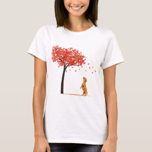 Camiseta Dachshund Maple Tree Dia de Ação de Graças Cachorr