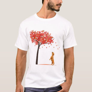 Camiseta Dachshund Maple Tree Dia de Ação de Graças Cachorr