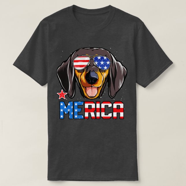 Camiseta Dachshund Merica 4 de julho T Kids Boys Dog Pupp (Frente do Design)