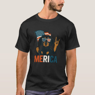 Camiseta Dachshund Merica American Flag 4 De Julho Dog Lov