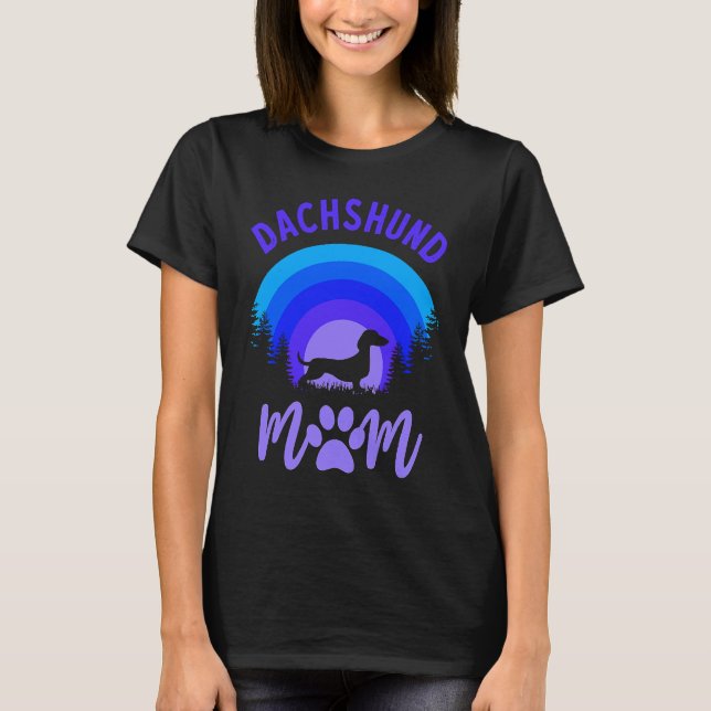 Camiseta Dachshund Mom Purple Blue Sunset (Frente)