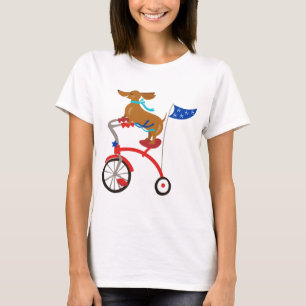 Camiseta Dachshund na bicicleta