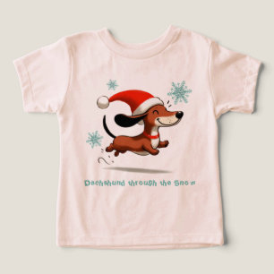 Camiseta Dachshund na neve cachorrinho de Natal