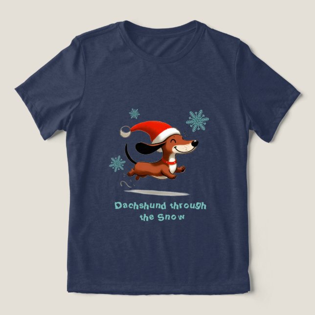 Camiseta Dachshund na neve cachorrinho de Natal (Design frontal)