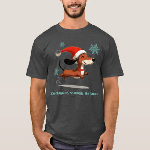 Camiseta Dachshund na neve cachorrinho de Natal