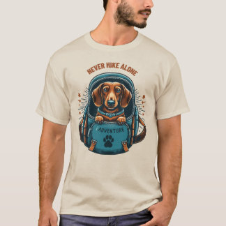Camiseta Dachshund Nunca Hike Sozinho