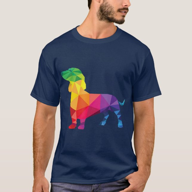 Camiseta Dachshund Orgulho gay LGB Sinalizador Arco-Íris Pr (Frente)