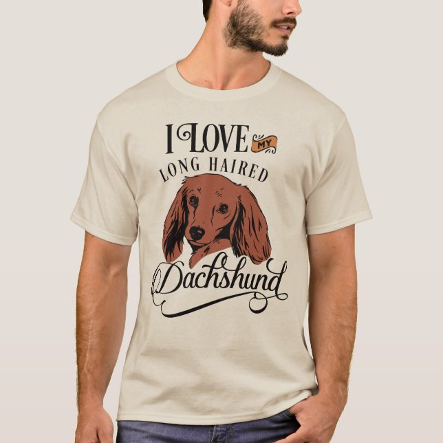 Camiseta Dachshund Pai: Eu adoro o meu L-H Dachshund Light  (Frente)