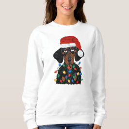 Camiseta Dachshund Papai Noel Enroscado Em Luzes De Natal