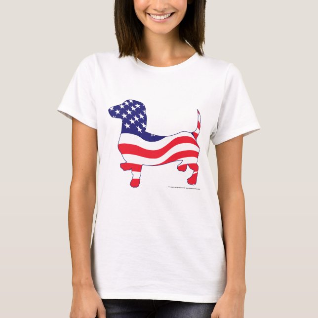Camiseta Dachshund Patriótico (Frente)
