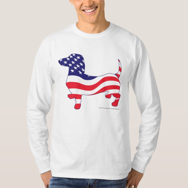 Camiseta Dachshund patriótico da bandeira dos EUA (Frente)