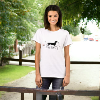 Camiseta Dachshund Personalizado Ama O Meu Coração De Cacho