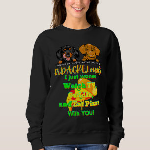 CAMISETA DACHSHUND PET FUNNER WIENER DOG TV CUDDLE EAT PIZZ