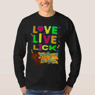 CAMISETA DACHSHUND PET FUNNY WIENER DOG LOVE LIVE LICK HU
