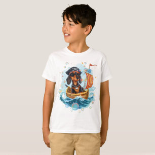 Camiseta Dachshund Pirata Cachorro Engraçado Crianças