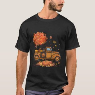 Camiseta Dachshund Pumpkins Caminhão outono Folha de Folha