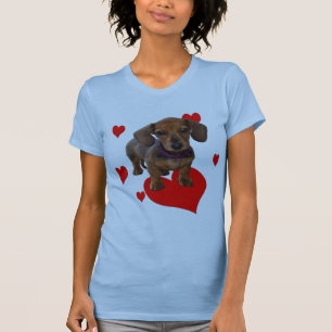 Camiseta DACHSHUND Puppy com impressão frontal de coraçã