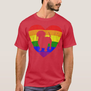 Camiseta Dachshund Rainbow Flag Heart Para LGBT Gay Lésbica