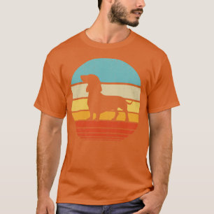 Camiseta Dachshund Retro Vintage 60s 70s Sunset for Men Wo