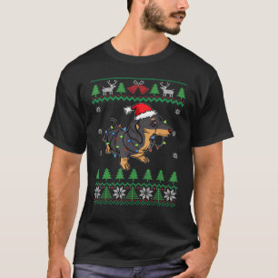 Camiseta Dachshund Santa Clause Luzes De Chapéu Sem Cachorr