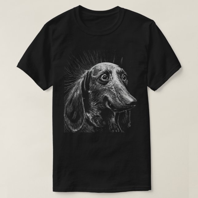 Camiseta Dachshund Scratchboard T Shirt (Frente do Design)