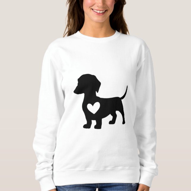 Camiseta Dachshund Silhouette com Coração (Frente)