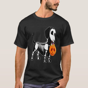 Camiseta Dachshund Skeleton Jack O Lantern Halloween